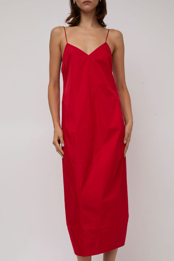 St. Agni Paper Taffeta Cocoon Dress in Red
