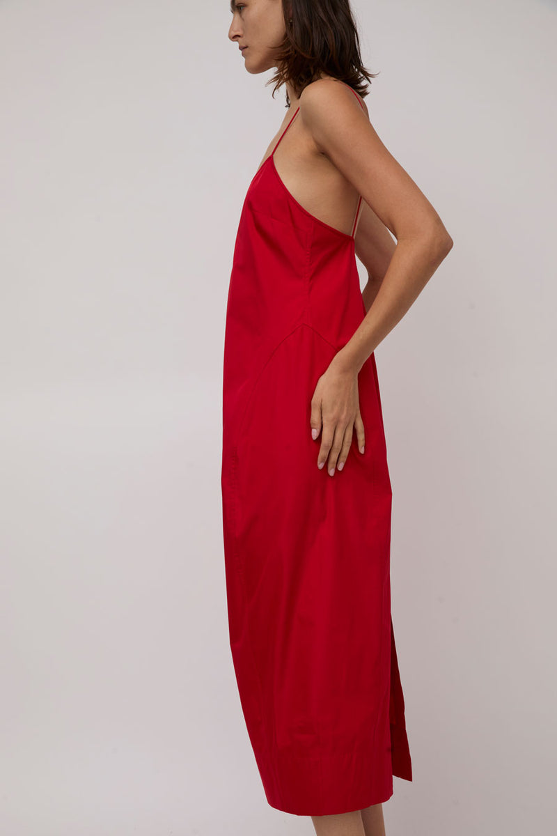 St. Agni Paper Taffeta Cocoon Dress in Red