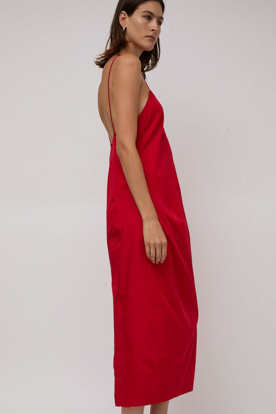 St. Agni Paper Taffeta Cocoon Dress in Red