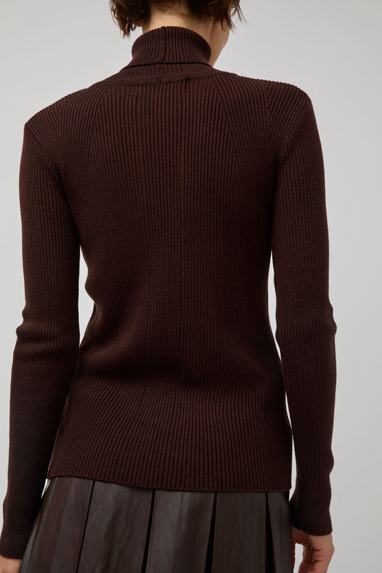 TONYWACK Slim-Fit Ribbed Turtleneck in Brown