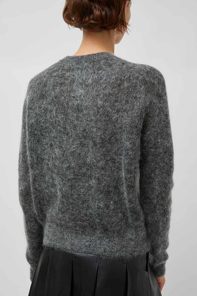 TONYWACK Wool and Mohair Cardigan in Melange Grey