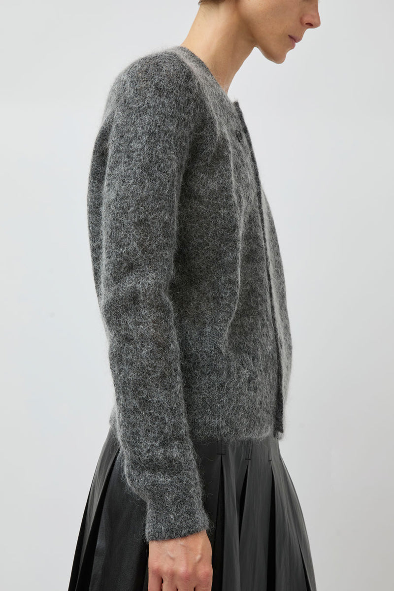 TONYWACK Wool and Mohair Cardigan in Melange Grey