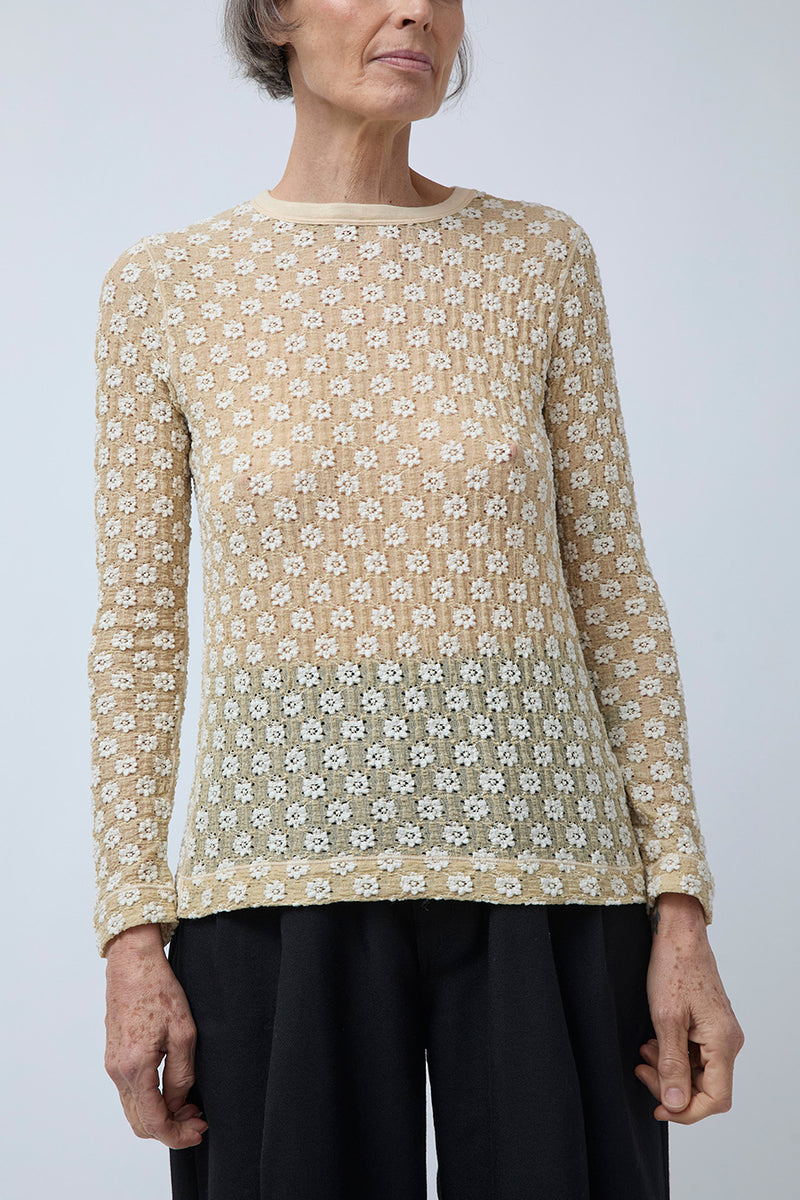 Tanaka Flower Long Sleeve Tee in Cream