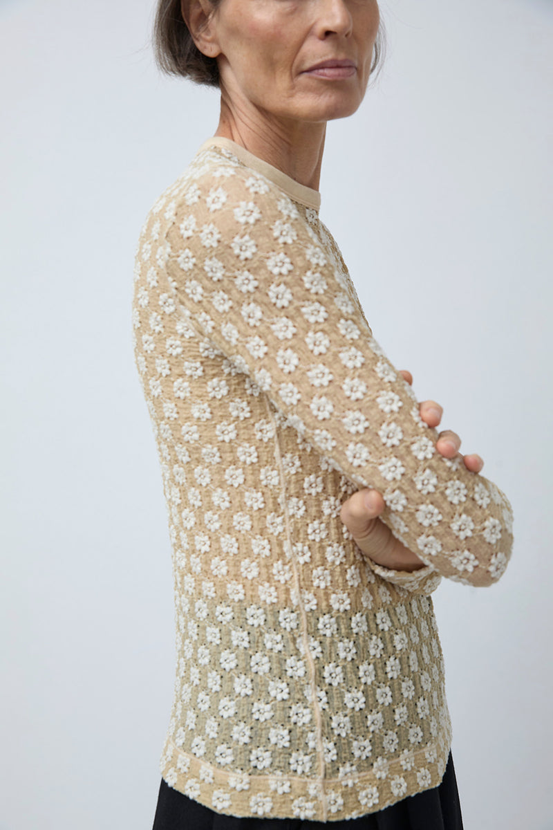Tanaka Flower Long Sleeve Tee in Cream