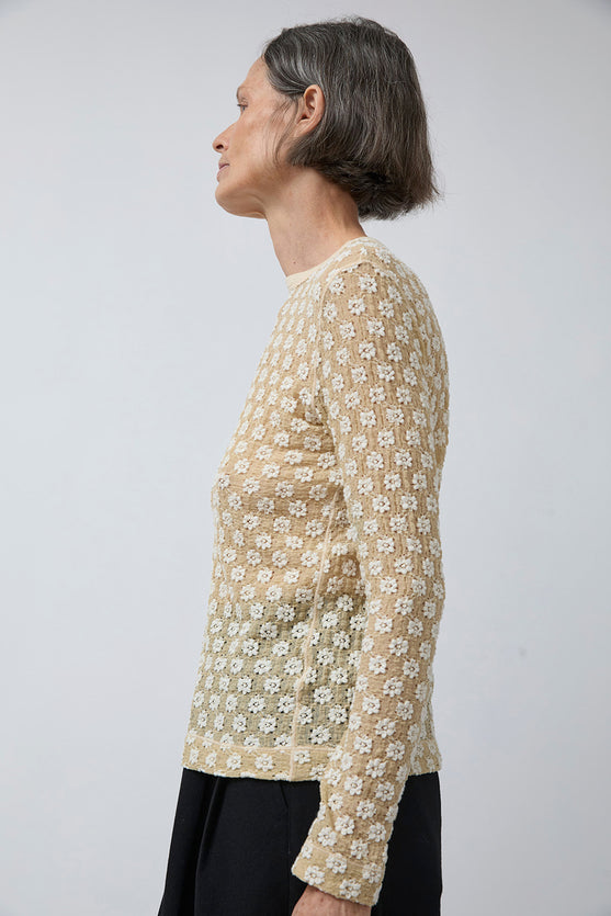 Tanaka Flower Long Sleeve Tee in Cream