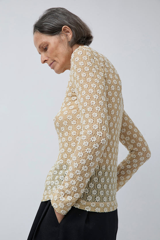 Tanaka Flower Long Sleeve Tee in Cream