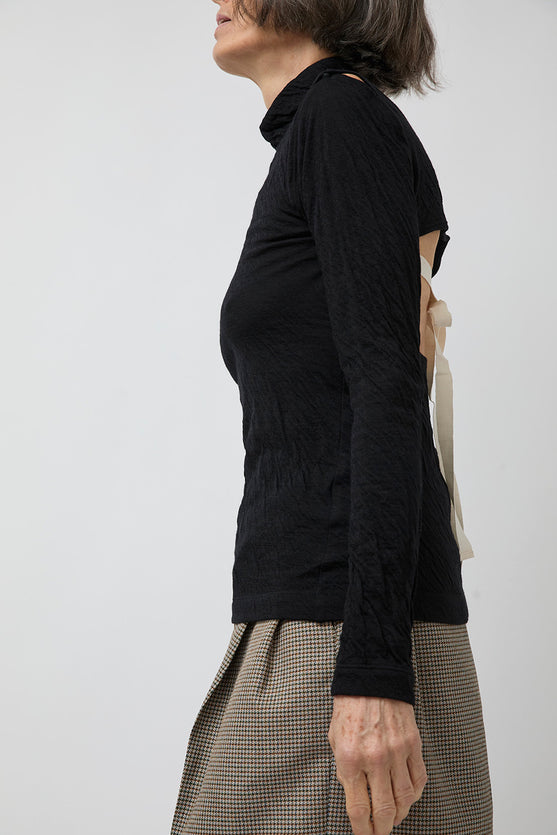 Tanaka High Neck Jersey Top in Black