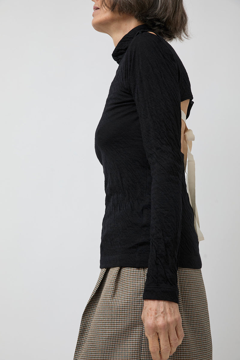 Tanaka High Neck Jersey Top in Black