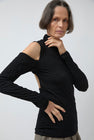 Tanaka High Neck Jersey Top in Black