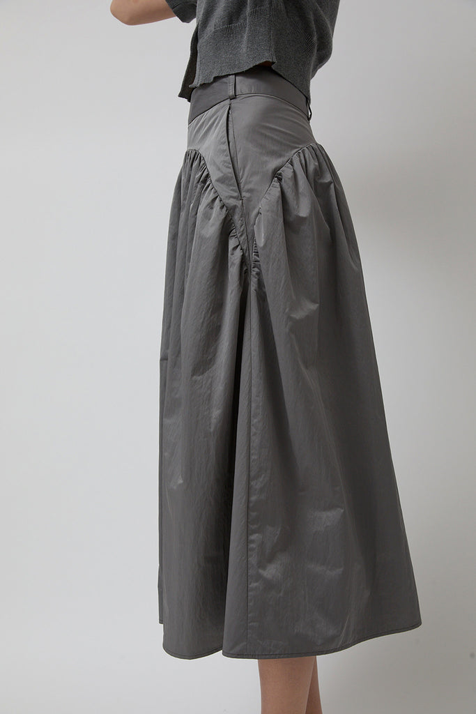 【Anyone more】Kenta Grey Washing Long Skirt ASOS DESIGN volume midi skirt in washed gray | ASOS