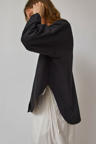 Modern Weaving Oversized Button Down in Black