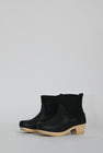No.6 5" Pull on Shearling Clog Boot on Mid Heel in Black Suede