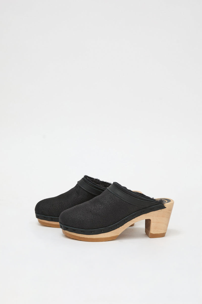 No.6 Dakota Shearling Clog on High Heel in Shadow