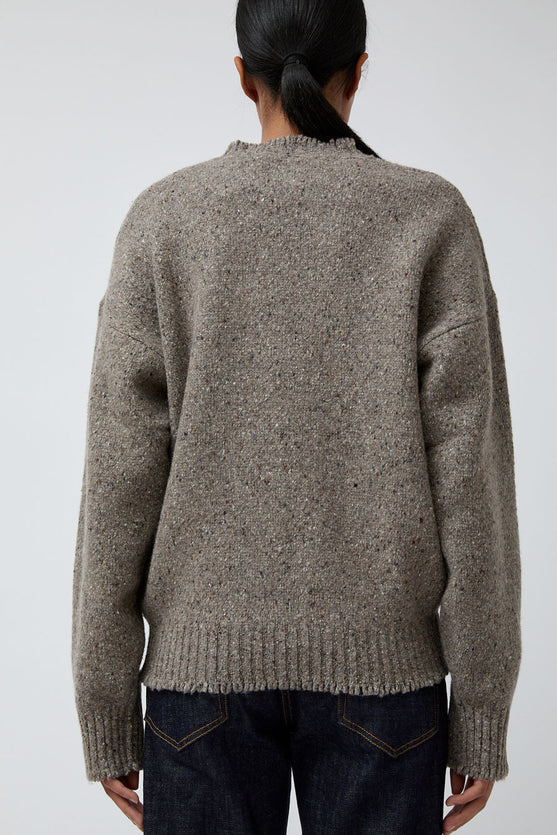 6397 Crewneck Wool Sweatshirt in Grey and Brown