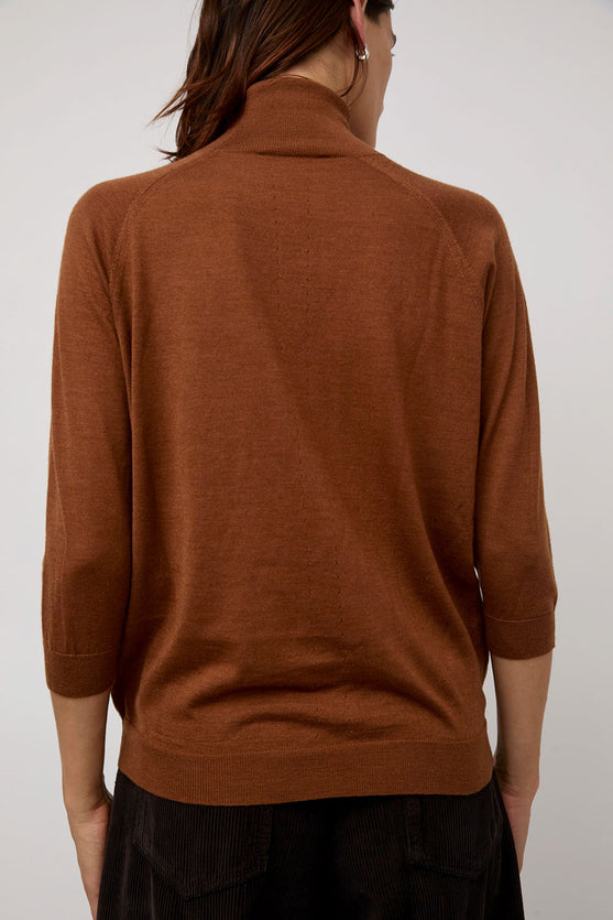 6397 Elbow Sleeve Turtleneck in Caramel