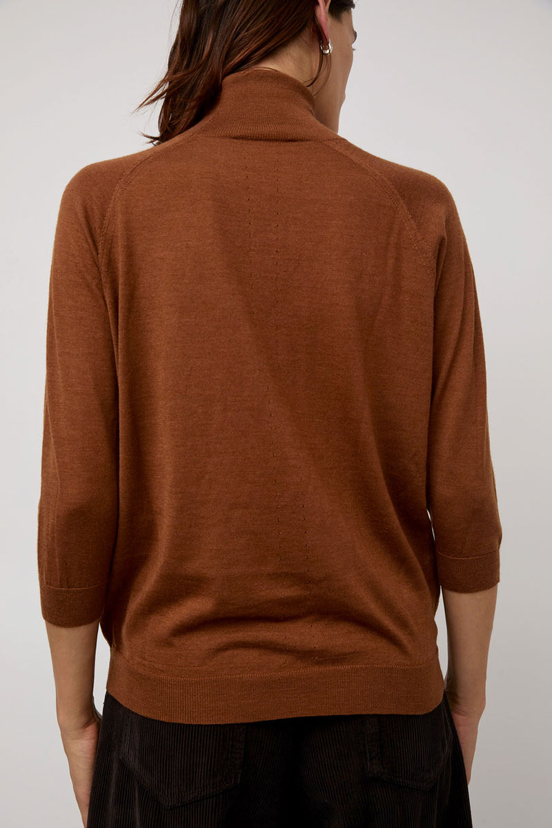 6397 Elbow Sleeve Turtleneck in Caramel