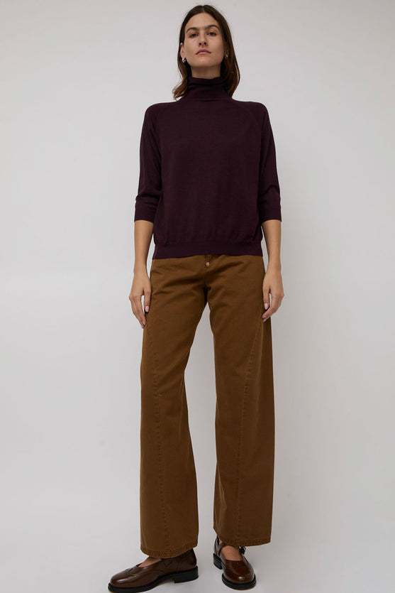 6397 Elbow Sleeve Turtleneck in Deep Purple