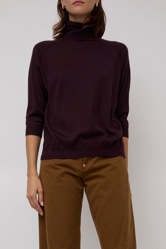 6397 Elbow Sleeve Turtleneck in Deep Purple