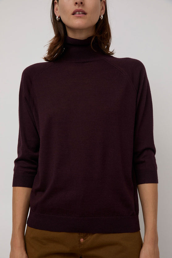 6397 Elbow Sleeve Turtleneck in Deep Purple
