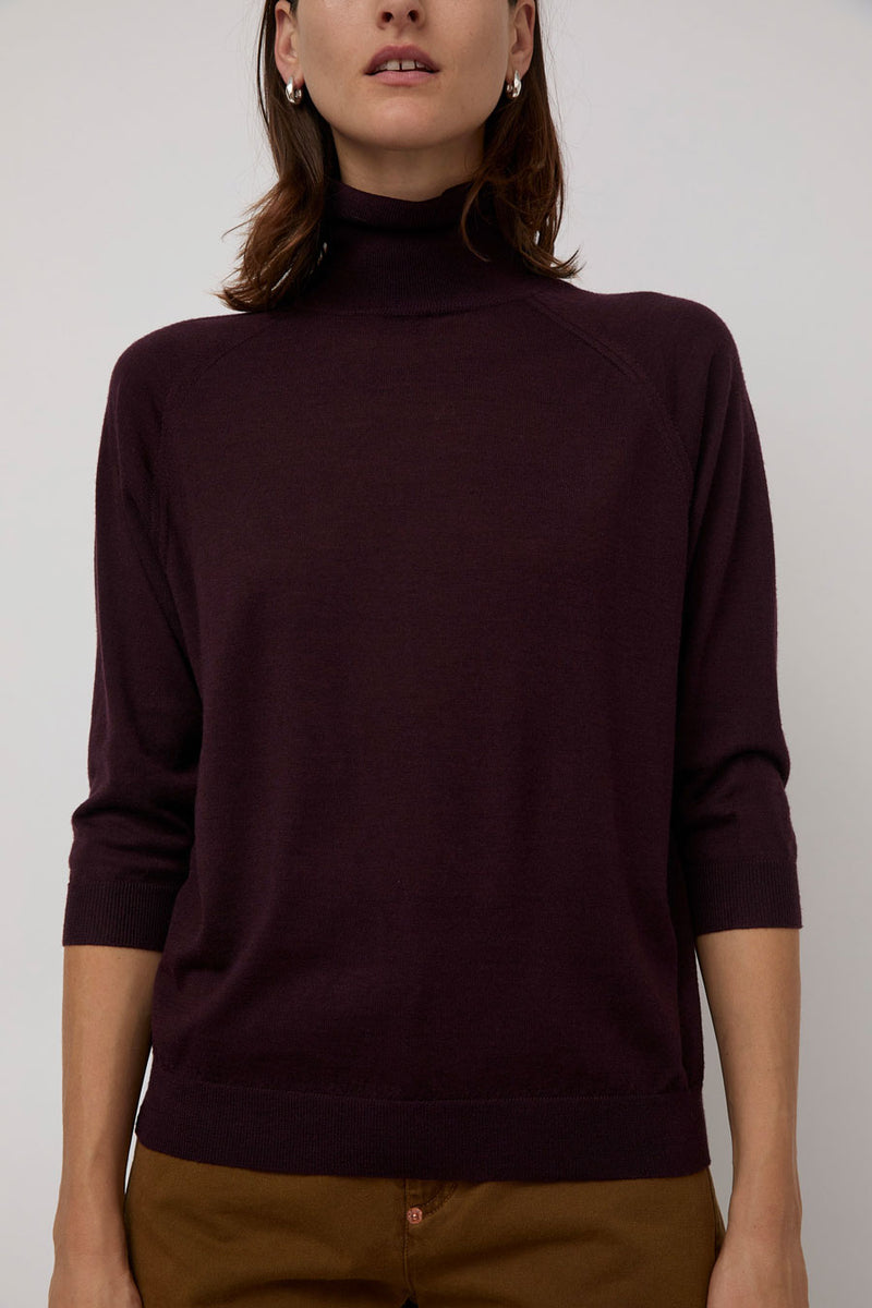6397 Elbow Sleeve Turtleneck in Deep Purple