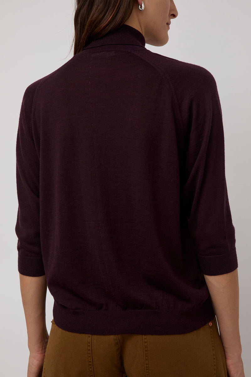6397 Elbow Sleeve Turtleneck in Deep Purple