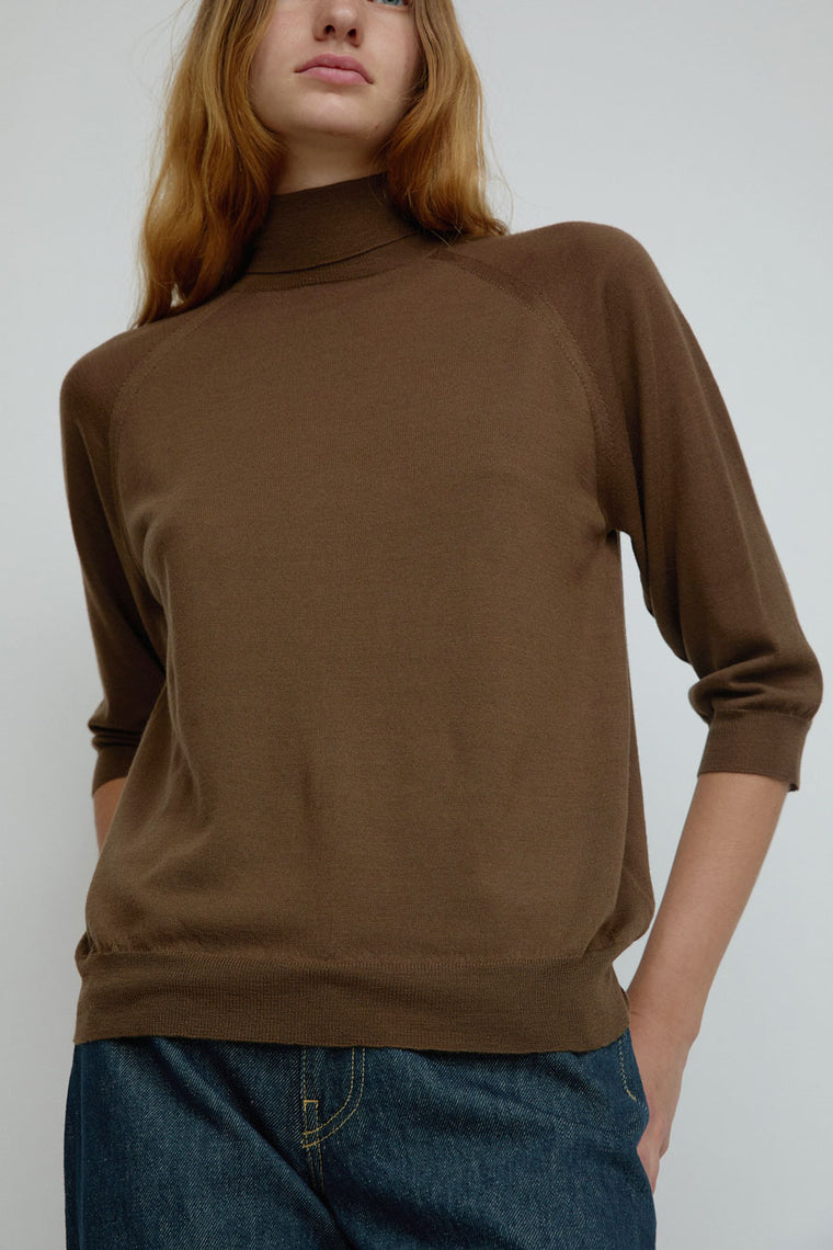 6397 Elbow Sleeve Turtleneck in Ebony