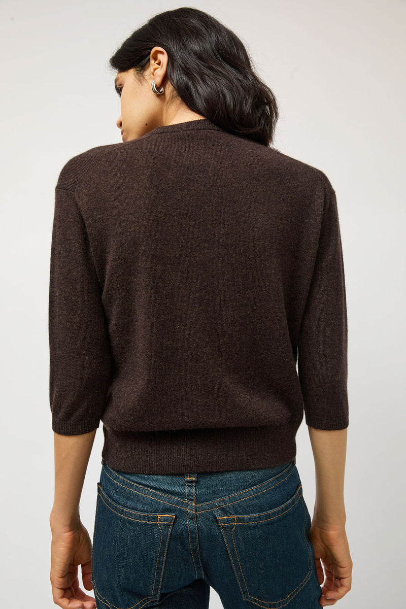 6397 Elbow V Neck Sweater in Soil