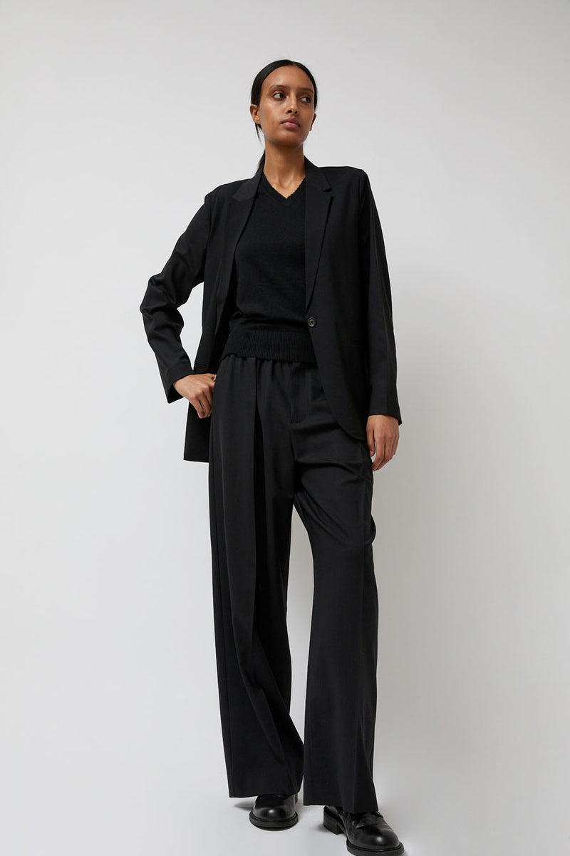 6397 Pleated Long Pull On Pant in Black