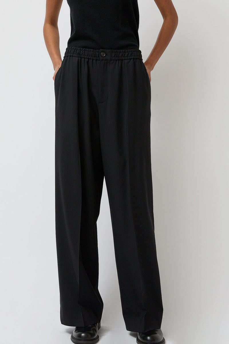 6397 Pleated Long Pull On Pant in Black