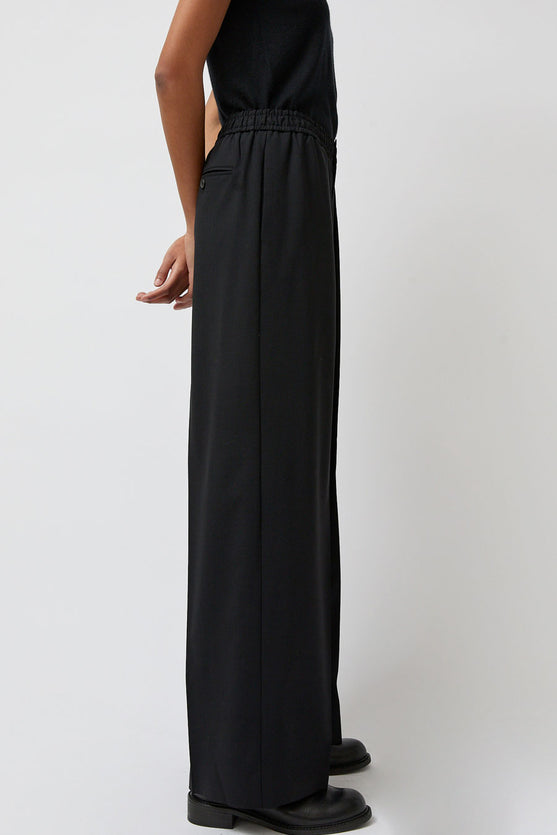 6397 Pleated Long Pull On Pant in Black