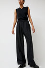 6397 Pleated Long Pull On Pant in Black