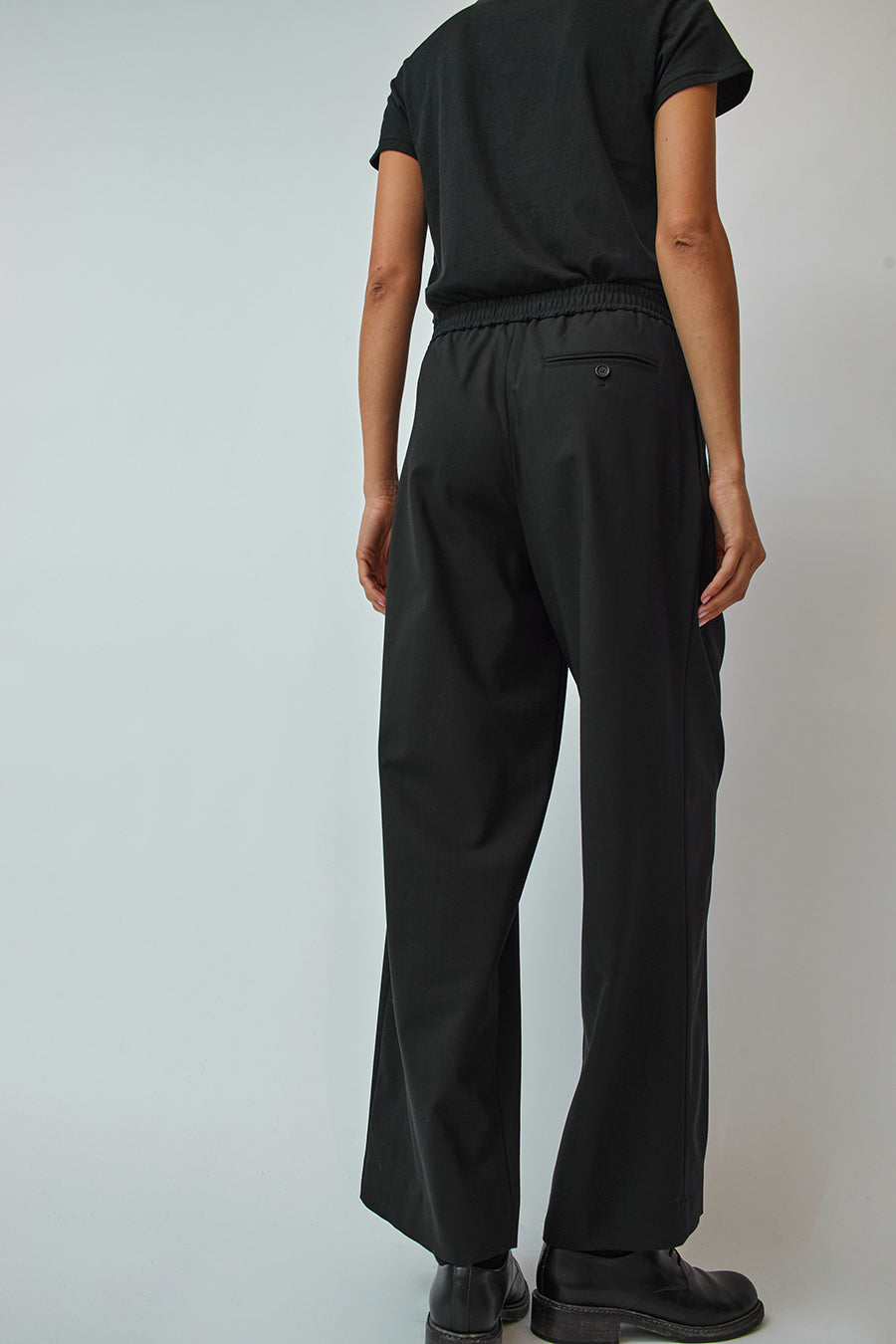 6397 Pleated Long Pull On Pant in Black