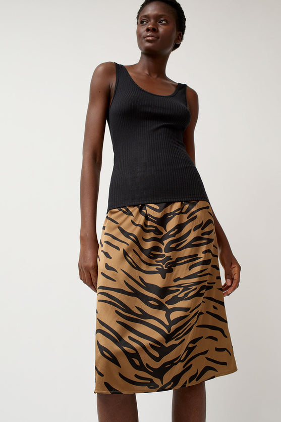 6397 Printed Slip Skirt in Tiger Print