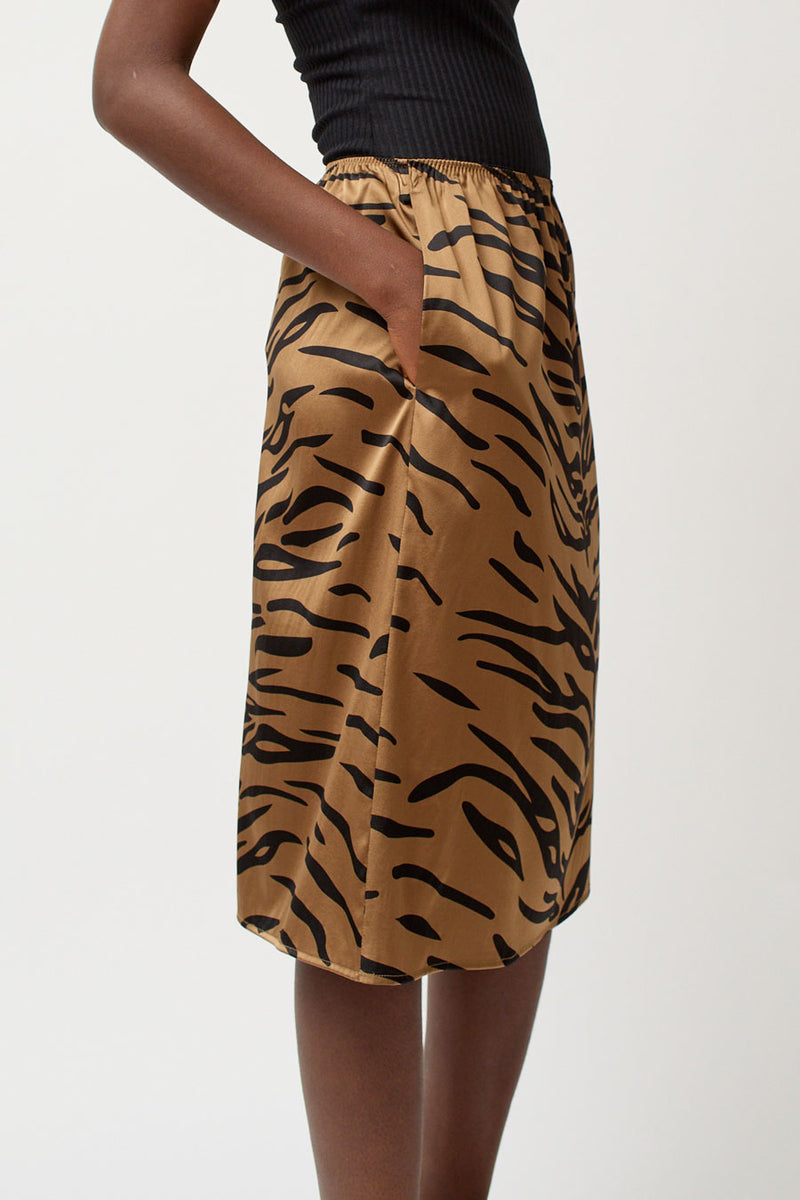 6397 Printed Slip Skirt in Tiger Print