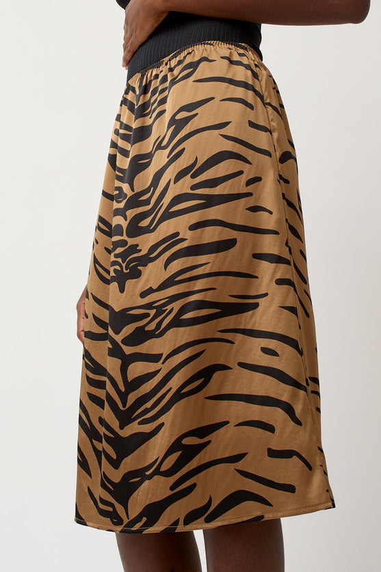 6397 Printed Slip Skirt in Tiger Print