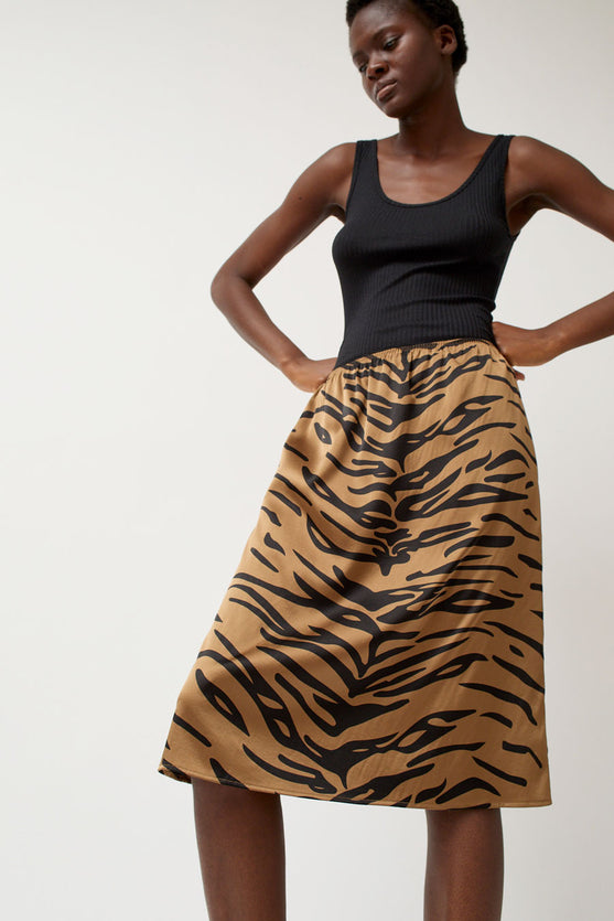 6397 Printed Slip Skirt in Tiger Print