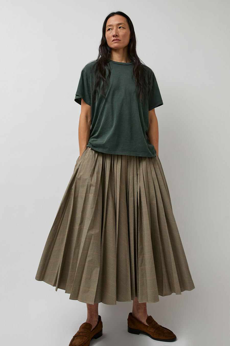 6397 Pull on Pleated Skirt in Plaid