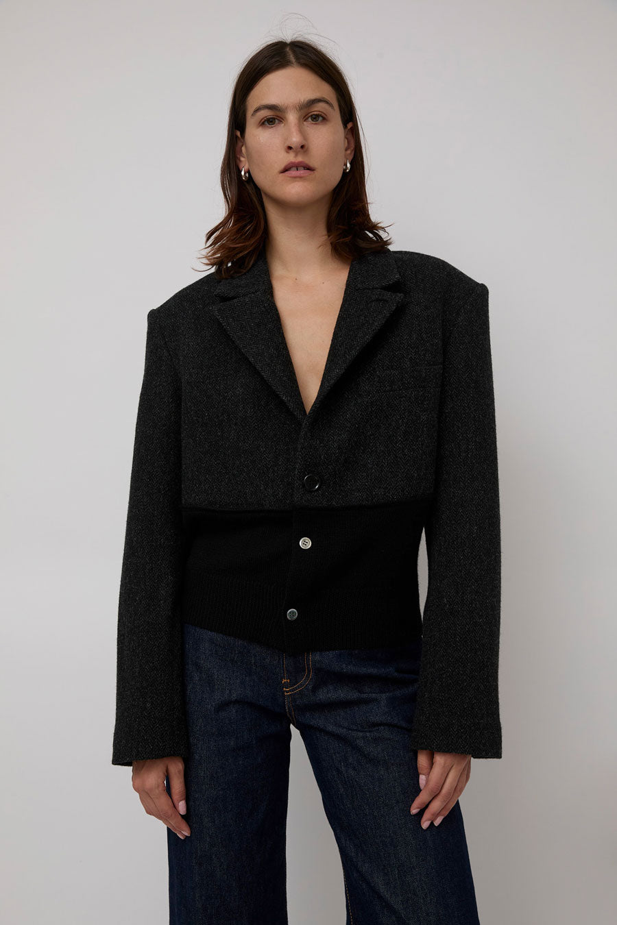 6397 Rib Blazer Jacket in Charcoal