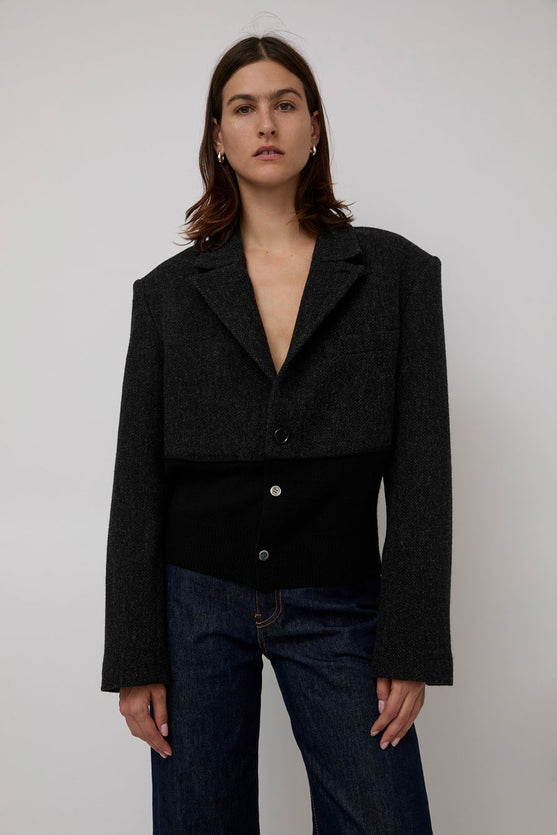 6397 Rib Blazer Jacket in Charcoal