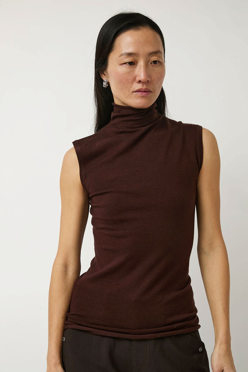 6397 Roll Neck Tank in Brown