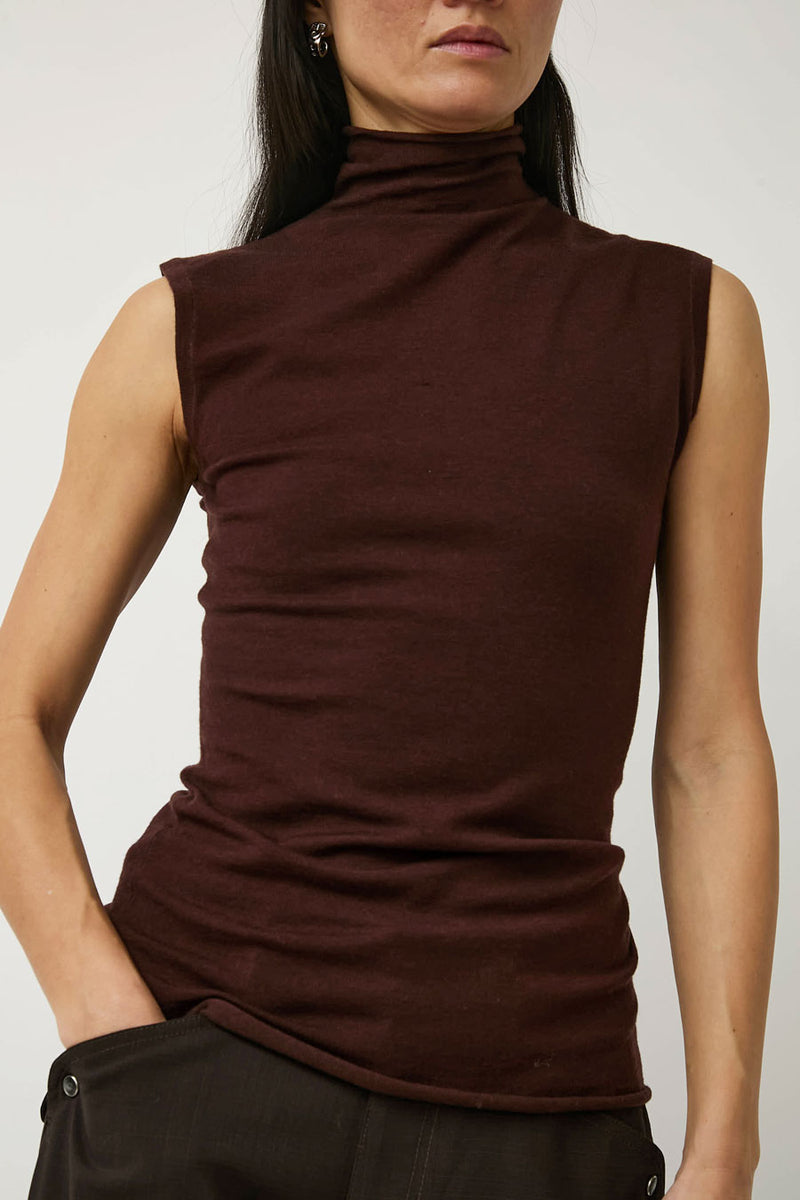 6397 Roll Neck Tank in Brown