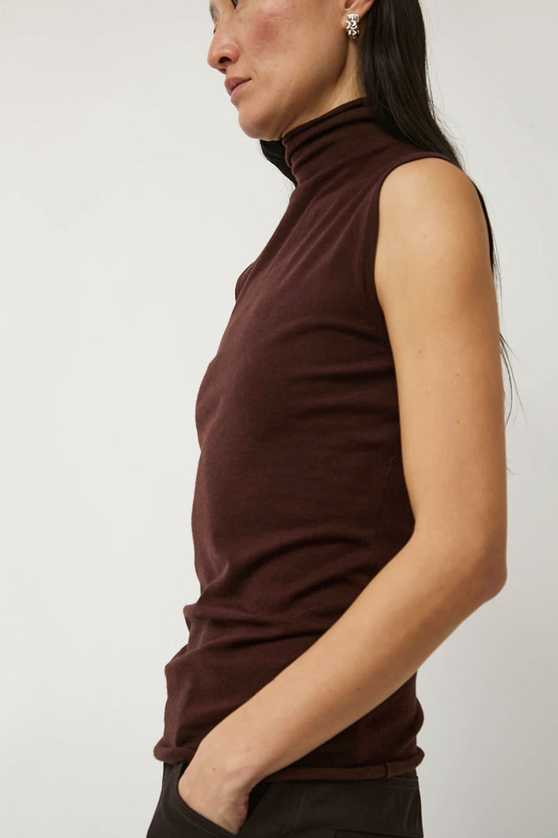 6397 Roll Neck Tank in Brown