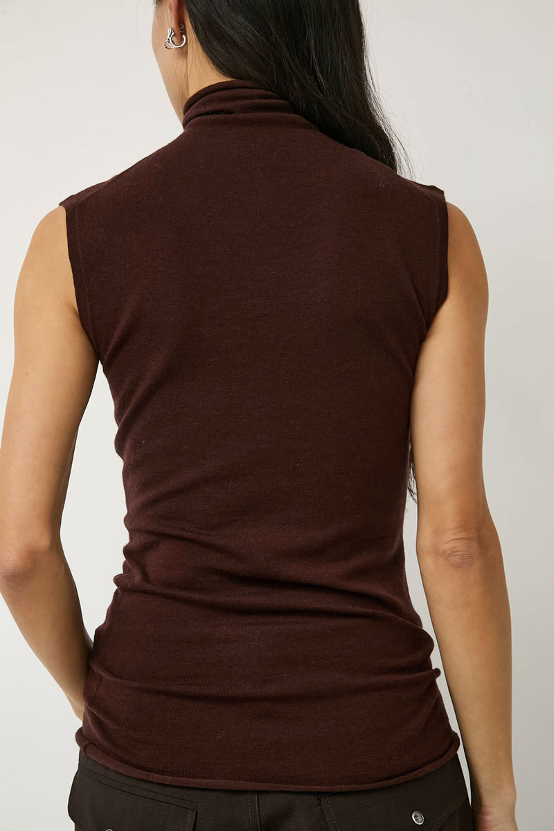 6397 Roll Neck Tank in Brown