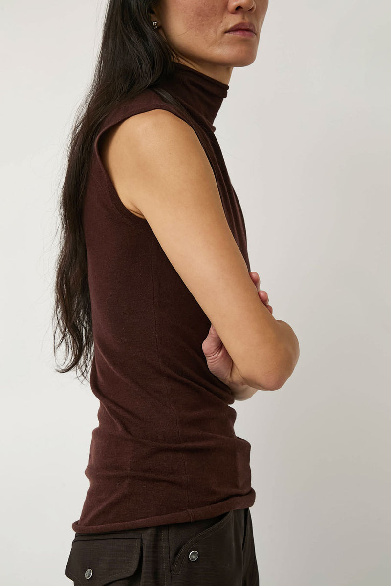 6397 Roll Neck Tank in Brown