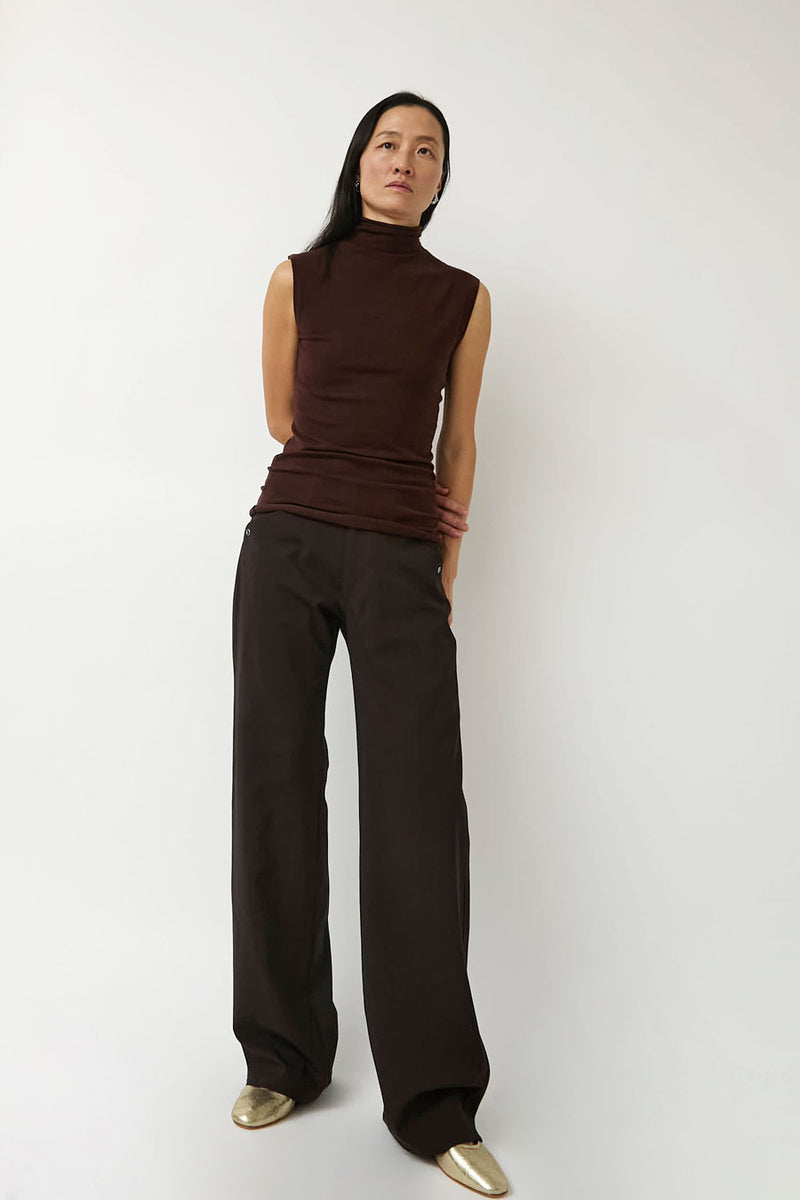 6397 Roll Neck Tank in Brown