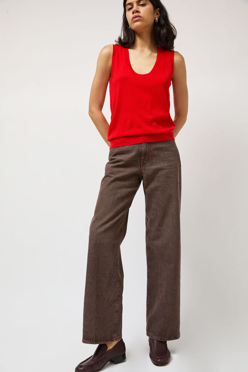 6397 Scoop Neck Vest in Red Orange
