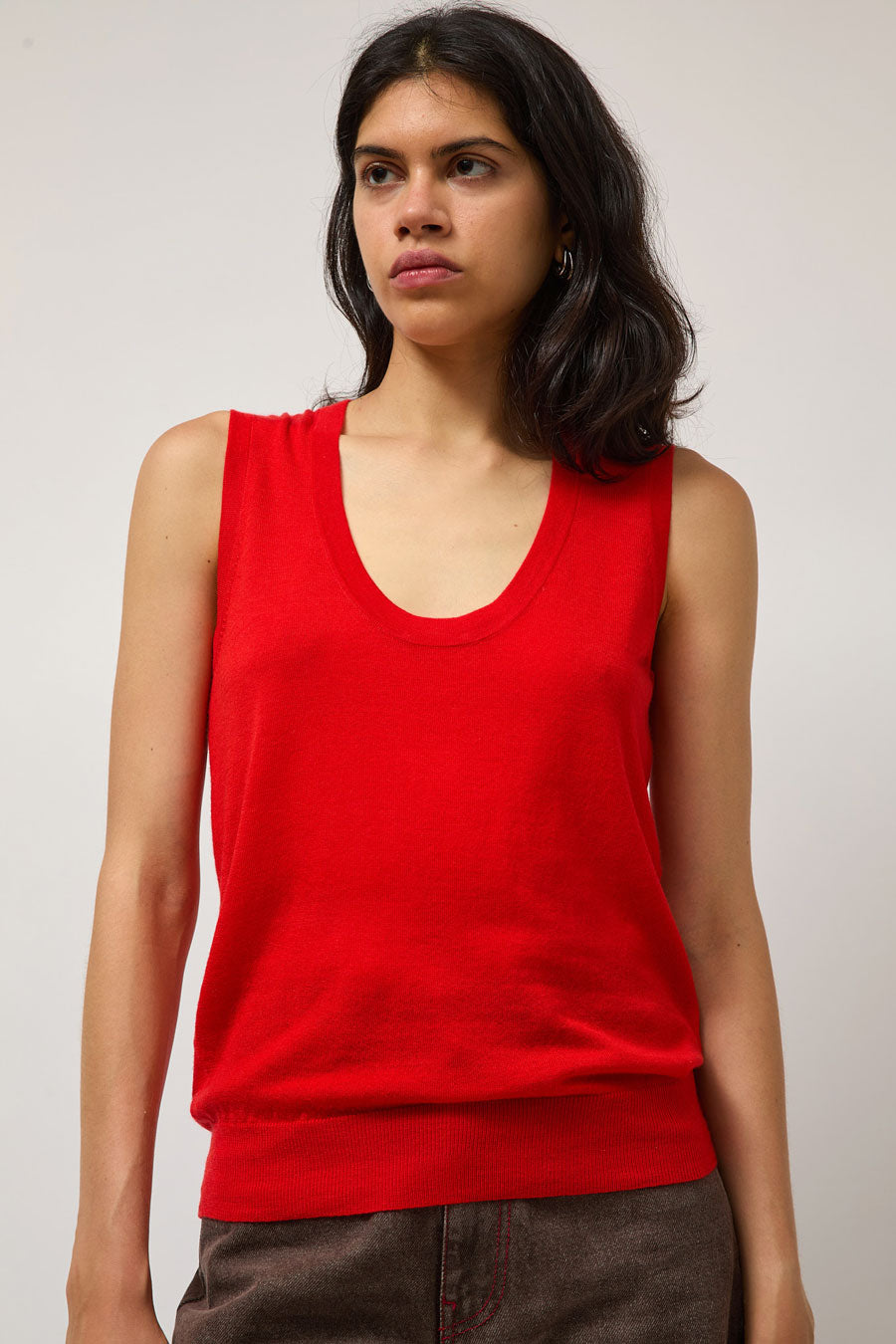 6397 Scoop Neck Vest in Red Orange