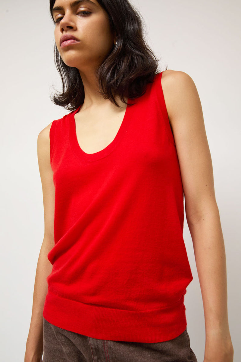6397 Scoop Neck Vest in Red Orange