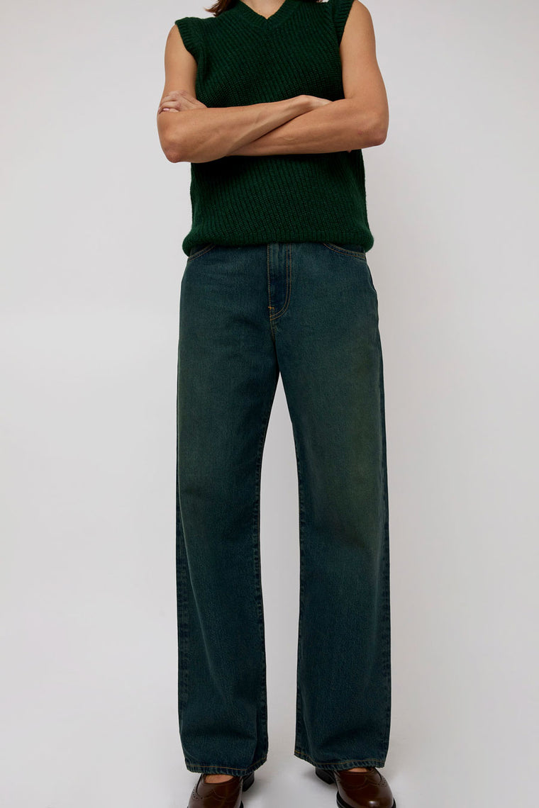 6397 Wide Jean in Teal Overdye