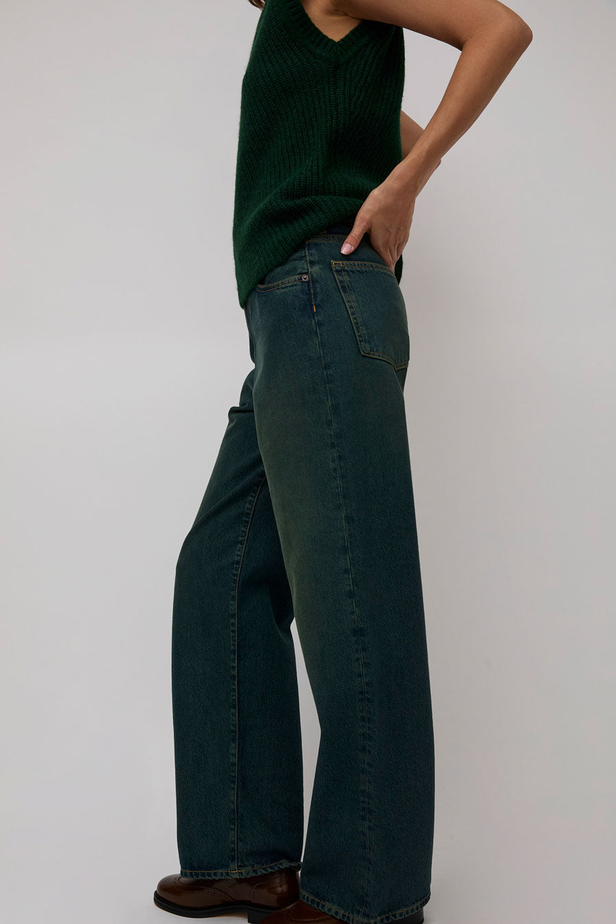 6397 Wide Jean in Teal Overdye